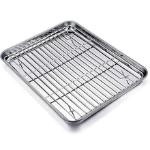 Load image into Gallery viewer, 12 X 10-inch BAKING SHEET with RACK 18/0 Gauge Stainless Steel