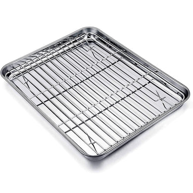 12 x 10-inch Toaster Oven BAKING SHEET with Rack 18/0 Heavy Gauge Stainless Steel