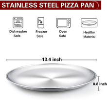 Load image into Gallery viewer, 13.4-inch PIZZA PAN Serving Platter 18/0-gauge Commercial Stainless Steel - Dough