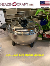 Load image into Gallery viewer, LIKE NEW 3Qt. Liquid Core ELECTRIC SAUCEPAN w/ Vented Lid Made in USA