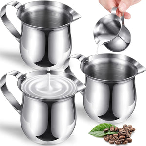 BUY 2 GET 1 FREE CLOSEOUT 4 LEFT  - 304 Stainless Steel BELL CREAMER PITCHER with Pouring Spout Handle
