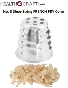 FOOD CUTTER No. 3 Shoe-String FRENCH FRY Cone – No. 3 Cono Rallador fits: original Health Craft, Jet-O-Matic, Saladmaster, West Bend, Regalware, and others. 1949 to 1992