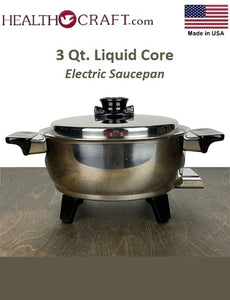 LIKE NEW 3Qt. Liquid Core ELECTRIC SAUCEPAN w/ Vented Lid Made in USA