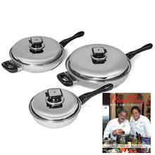 Load image into Gallery viewer, 7-Ply 6 Pc. Gourmet SKILLET Set with Vented Lids Magnetic T304 Surgical Stainless Steel