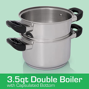 7-Ply 4-Square 19-Pc. Waterless Cookware Set w/Steam Control T304 Induction Stainless Steel
