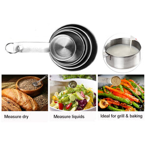 PRO SERIES 5-Pc. Measuring CUP SET High-Quality 304 Stainless Steel in METRIC / USA