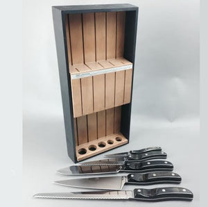 ONLY 1 IN STOCK Vintage Ekco Arrowhead 5 Pc. KITCHEN CUTLERY SET with Maple Storage Cabinet Handmade in the USA