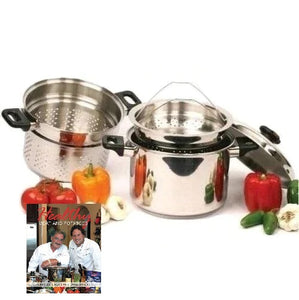 7-Ply 8 Qt. STOCKPOT Spaghetti Cooker with Culinary Deep Fry Basket and Steamer