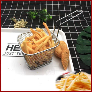 BUY 2 GET 1 FREE CLOSEOUT 4 LEFT - Mini Serving DEEP FRY Basket Stainless Steel Mesh