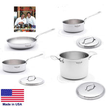 Load image into Gallery viewer, 7 Pc. Pro Series COOKWARE SET Magnetic 430 Stainless Steel Made in USA