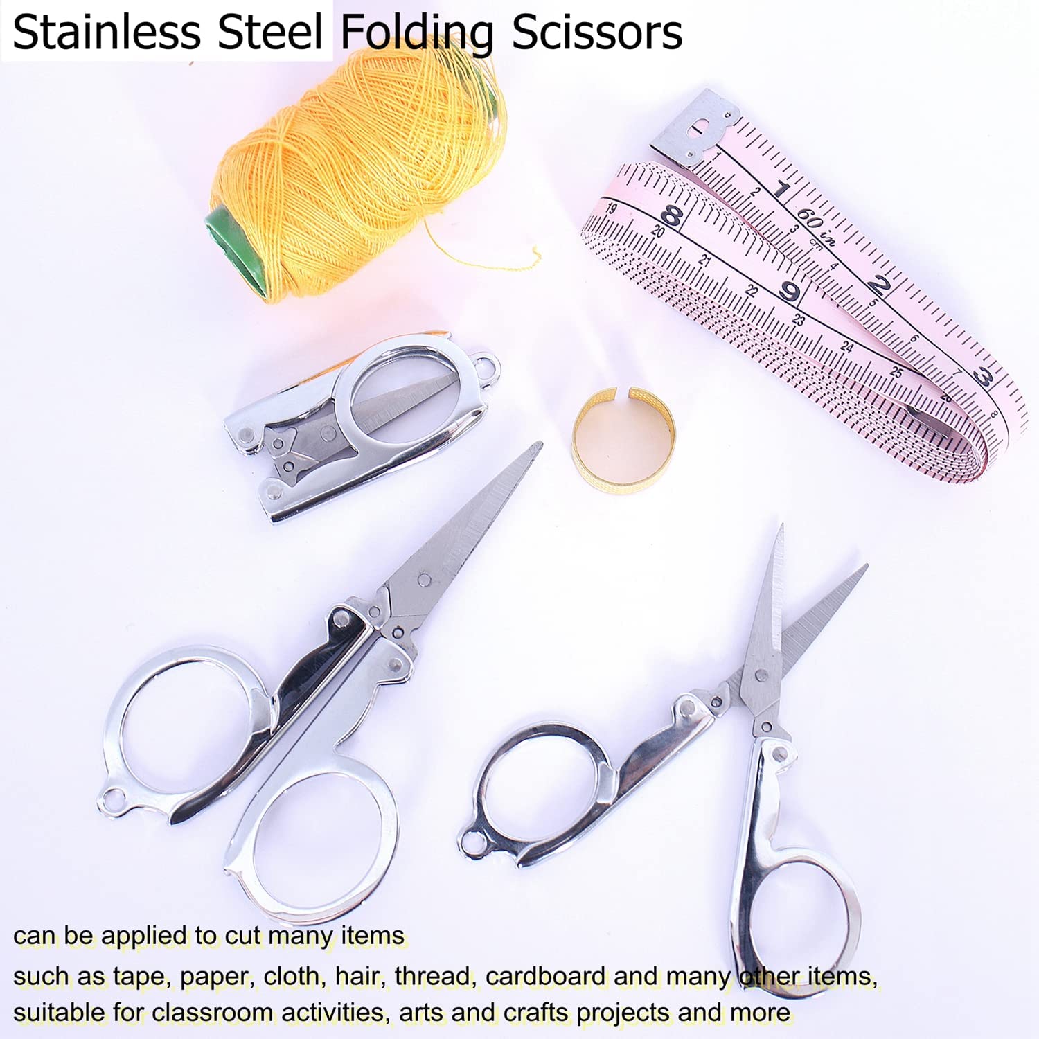 60 Pcs Folding Scissors,Mini Travel Scissors,Stainless Steel Portable  Scissors, Multipurpose Bulk Foldable scissors for Sewing School Office  Craft DIY