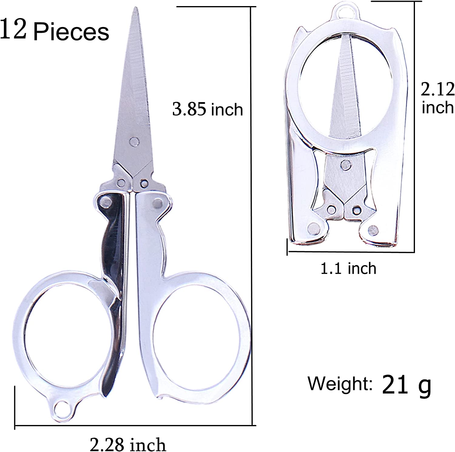 Hemline Folding Scissors, For Travelling, Keyring, Purse or Glovebox