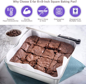 8 x 8-inch SQUARE CAKE PAN Lasagna 18/0-gauge Stainless Steel See Brownie Recipe