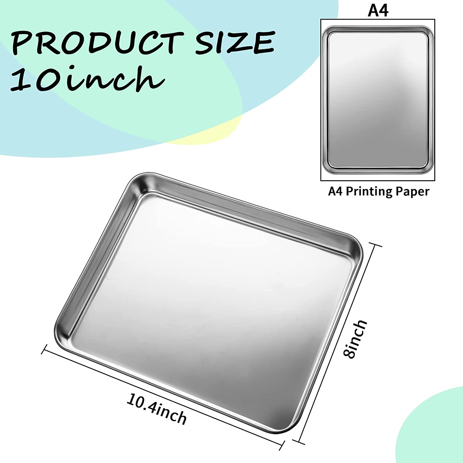 Rectangle Cake Pan Herogo Baking Tray Set Of 4, Stainless Steel