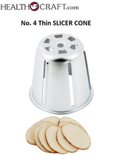 Load image into Gallery viewer, FOOD CUTTER No. 4 Thin SLICER CONE – No. 4 Cono Rallador fits: original Health Craft, Jet-O-Matic, Saladmaster, West Bend, Regalware, and others. 1949 to 1992