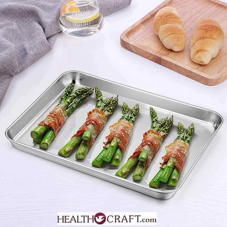 P&P CHEF Mini Toaster Oven Pan, 9 X 7 X 1 Inch Stainless Steel Small Baking  Pan