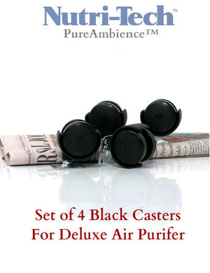 Set of 4 Black CASTERS for Pure Ambience / Nutri-Tech Deluxe Air Purifier