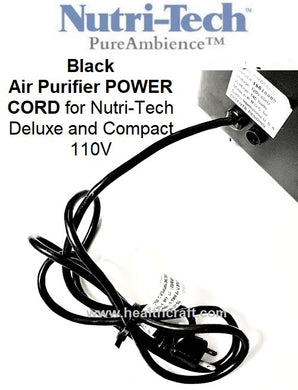 Black Air Purifier POWER CORD for Nutri-Tech Deluxe and Compact 110V