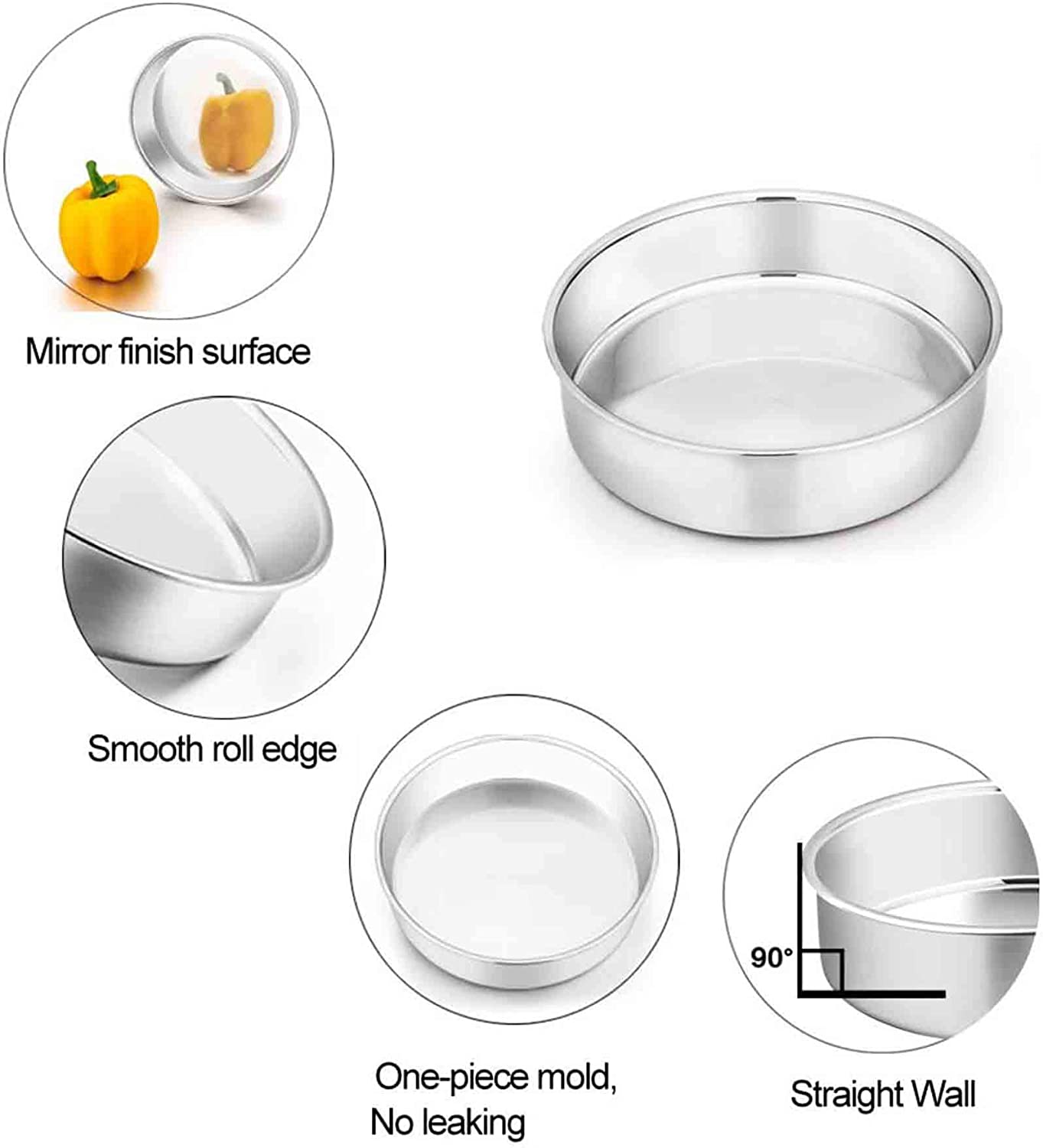10in ROUND CAKE PAN 304 Surgical Stainless Steel Pro Series Heavy Guage –  Health Craft