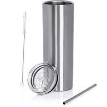 Load image into Gallery viewer, SOLD OUT - 20 oz, SKINNY TUMBLER with STRAW Double Wall Hot Cold Insulated 304 Stainless Steel