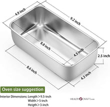 Load image into Gallery viewer, Two LOAF PANS 9 x 5  x 2.5-inch for Bread, Meatloaf, Cakes 18/0 Stainless Steel
