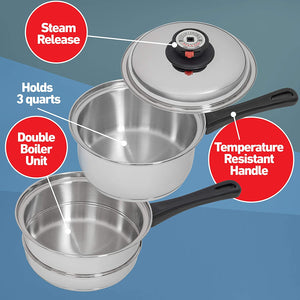 17 Pc. Maxam 9-Element Waterless Cookware Set T304 Stainless Steel OPEN BOX