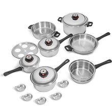 Load image into Gallery viewer, 17 Pc. WATERLESS COOKWARE Set T304 Stainless Steel OPEN BOX