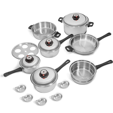 19 pc Health Craft 5-ply Nicromium Surgical Steel Cookware Set Pots Pans  Lids