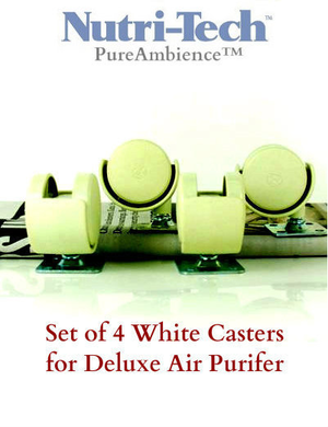 Set of 4 White CASTERS for Pure Ambience / Nutri-Tech Deluxe Air Purifier