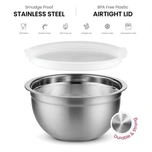 PRO SERIES 6 Pc. MIXING BOWL SET 304 Stainless Steel and Seal Tight BPA Free Lids