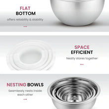 Load image into Gallery viewer, PRO SERIES 6 Pc. MIXING BOWL SET with Measurements, Pouring Spout and BPA Free Lid