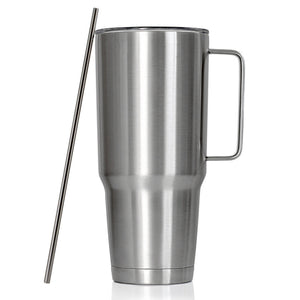 44 Ounce Double Vacuum Wall Stainless Steel TUMBLER with Lid and Metal Straw