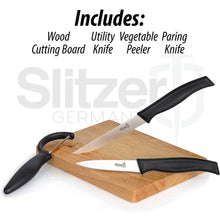 Load image into Gallery viewer, 4-Pc. FOOD PREP SET with Cutting Board German Stainless Steel - Paring, Utiliy, Peeler