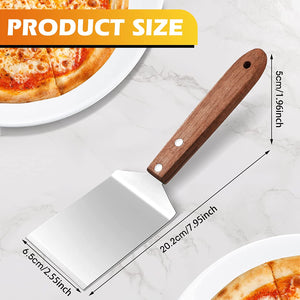 Mini SPATULA Stainless Steel with Wooden Handle Scraper Turner 2.5 x 8.2 Inch