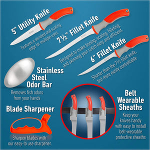 3 LEFT - 6-Pc. FISH FILLET KNIFE SET Multipurpose - The Perfect Gift