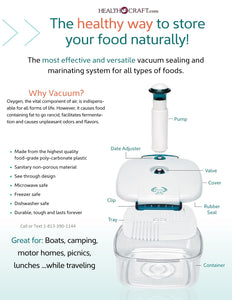 Ultra Vac Food Storage Systems BPA Free Text of Call for USA Catalog