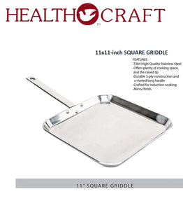 PRO SERIES 11x11 SQUARE GRIDDLE Baking, Roasting, Grilling Magnetic Stainless Steel