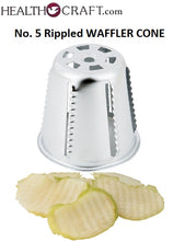 Load image into Gallery viewer, FOOD CUTTER No. 5 Rippled WAFFLER CONE– No. 5 Cono Rallador fits: original Health Craft, Jet-O-Matic, Saladmaster, West Bend, Regalware, and others. 1949 to 1992