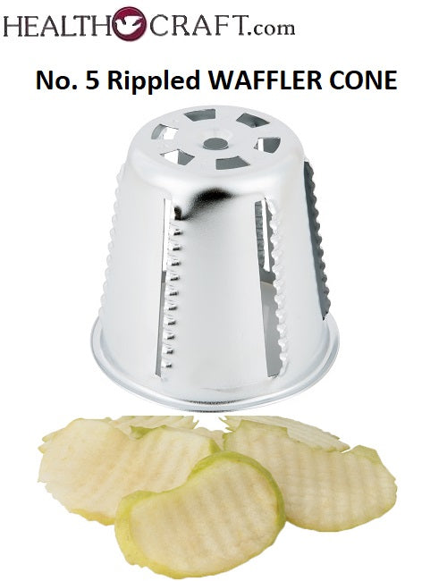 FOOD CUTTER No. 5 Rippled WAFFLER CONE– No. 5 Cono Rallador fits: original Health Craft, Jet-O-Matic, Saladmaster, West Bend, Regalware, and others. 1949 to 1992