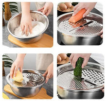 Load image into Gallery viewer, MANDOLIN Slicer Grater Steamer Stack Cooking Rack with Expansion Ring and Detachable Handle