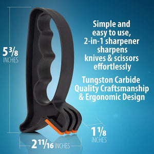 2-in-1 Handheld KNIFE SHARPENER Tungsten Carbide V Professional Knife and Scissors