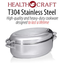 Load image into Gallery viewer, PRO SERIES 3-N-1 BAKE and ROAST PAN w/Wire Rack 304 Stainless Steel