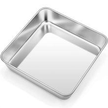 Load image into Gallery viewer, 8 x 8-inch SQUARE CAKE PAN Lasagna 18/0-gauge Stainless Steel See Brownie Recipe