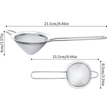Load image into Gallery viewer, 304 Stainless Steel FINE MESH SIEVE Conical Food Strainer Colander Practical Bar and Tea Strainer, Sifter for Flour and Powdered Sugar