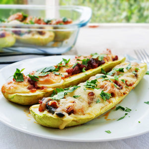 Italian Sausage-Stuffed Zucchini in a White Sauce